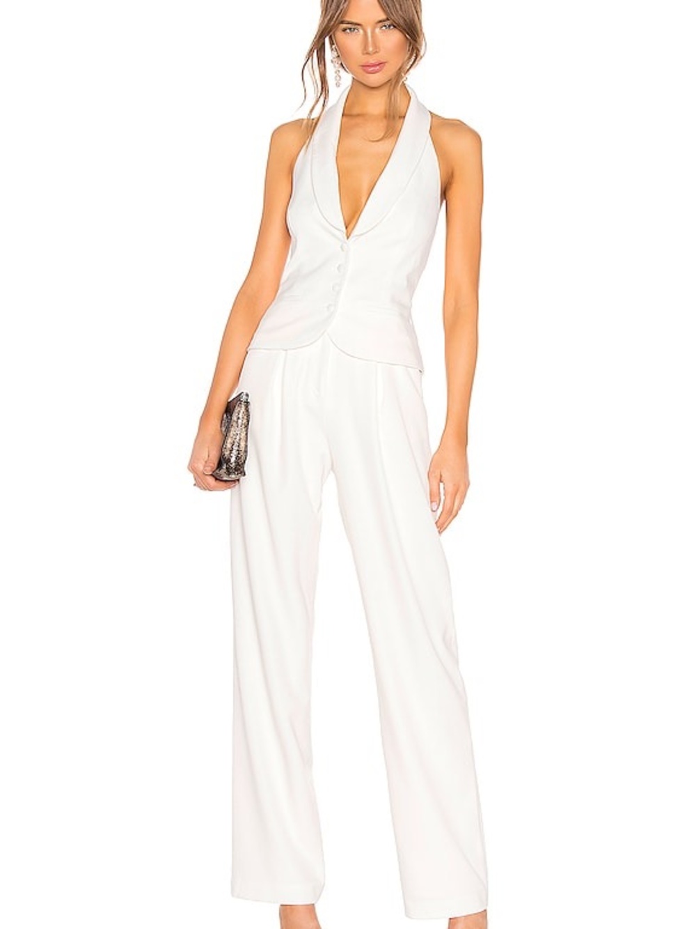 LPA White Wide-Leg Trousers